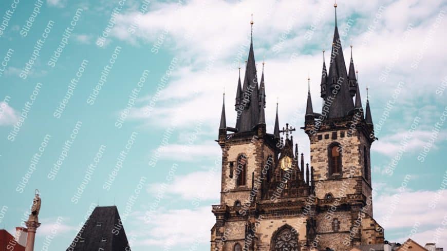 Black Brown Gothic Church Blue Sky Background Image