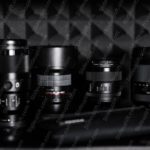 Black Camera Lenses Dark Geometric Pattern Background Image & Google Slides Theme