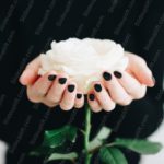 Black Nailpolish White Rose Background Image & Google Slides Theme