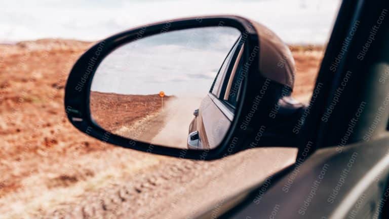 Black Side Mirror Brown Desert Road Background Image & Google Slides Theme