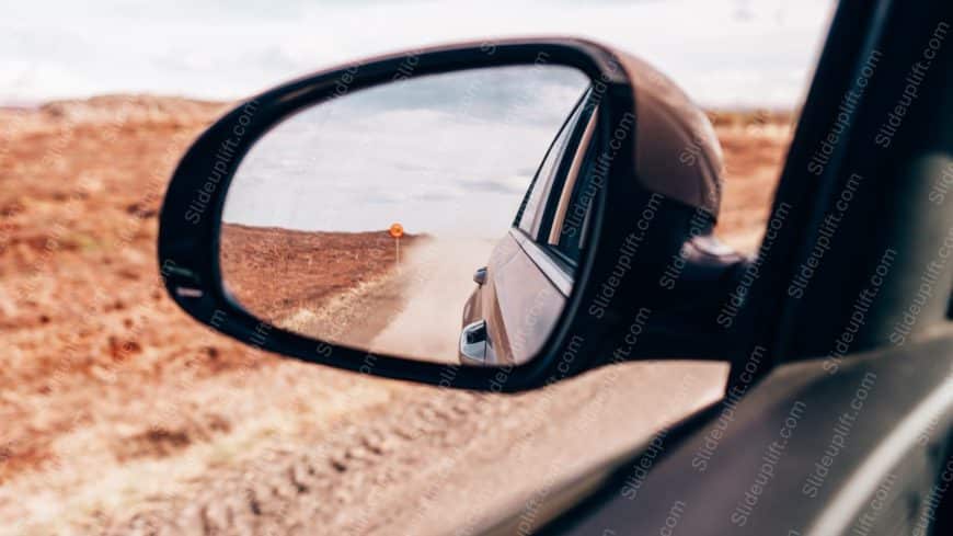 Black Side Mirror Brown Desert Road Background Image