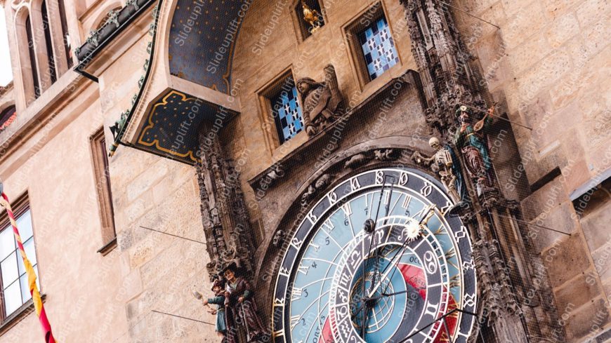 Blue Gold Astronomical Clock Background Image