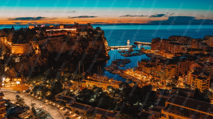 Blue Orange Marina Nighttime Background Image