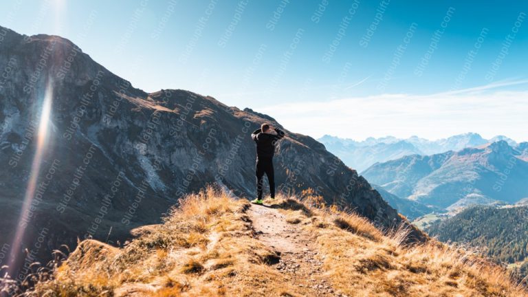 Blue Sky Person Mountain Background Image & Google Slides Theme