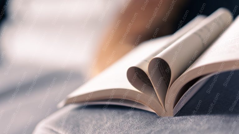 Cream Heart Shaped Pages Blue Grey Textured Background Image & Google Slides Theme