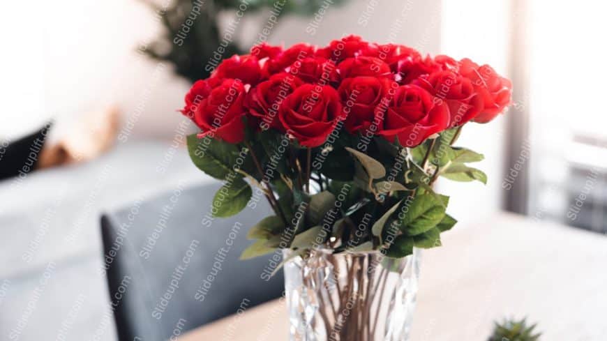 Crimson Roses In Clear Vase Background Image