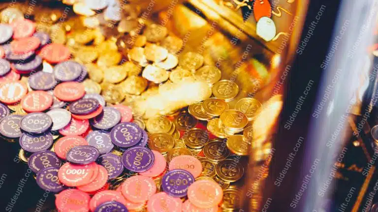 Gold Purple Red Gaming Tokens Background Image & Google Slides Theme