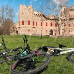 Green Black White Mountain Bikes Castle Background Image & Google Slides Theme