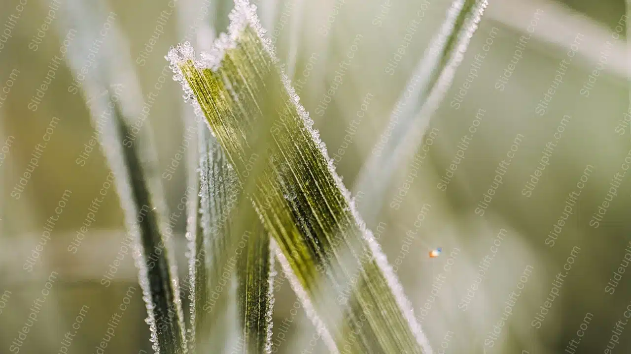 Green Frosty Grass Blades Background Image & Google Slides Theme