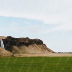 Green Meadow Brown Mountain Blue Sky Waterfall Background Image & Google Slides Theme