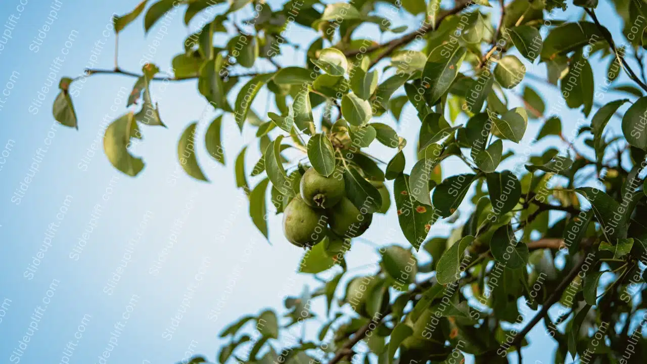 Green Pear Tree Blue Sky Background Image & Google Slides Theme