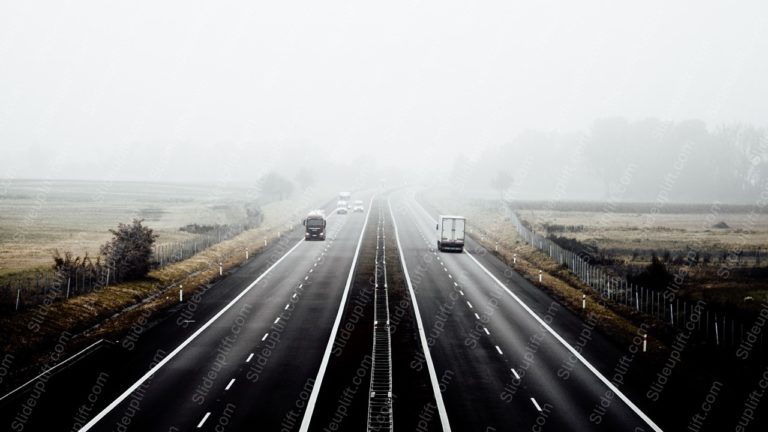 Grey Black Highway Vehicles Foggy Background Image & Google Slides Theme