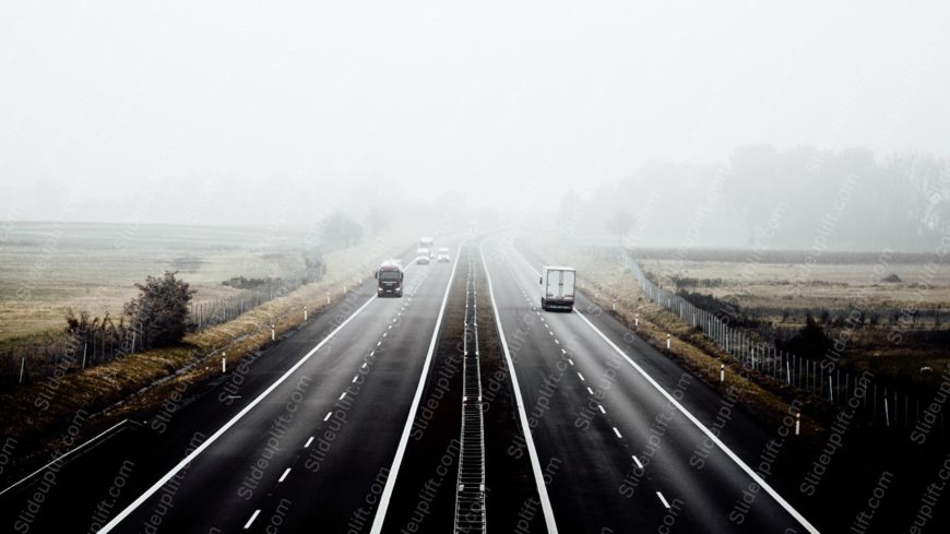 Grey Black Highway Vehicles Foggy Background Image