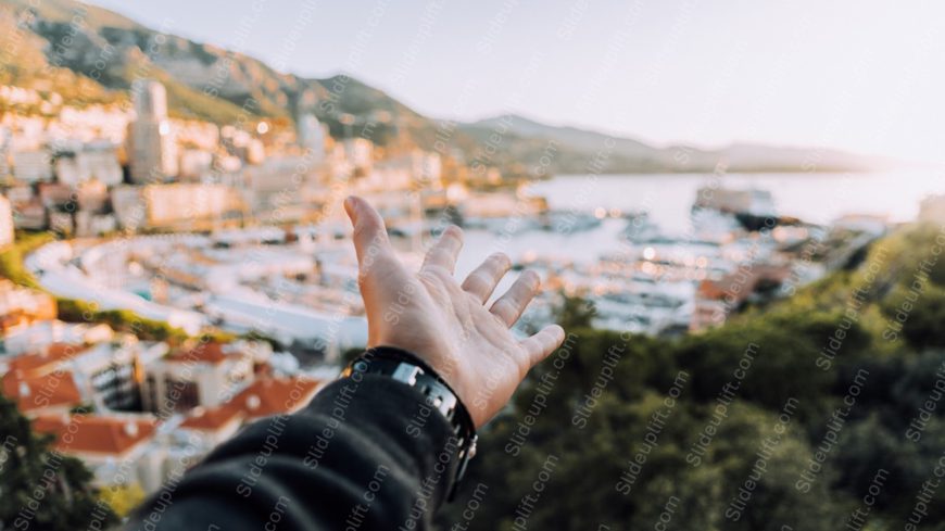 Human Hand Golden Cityscape Background Image