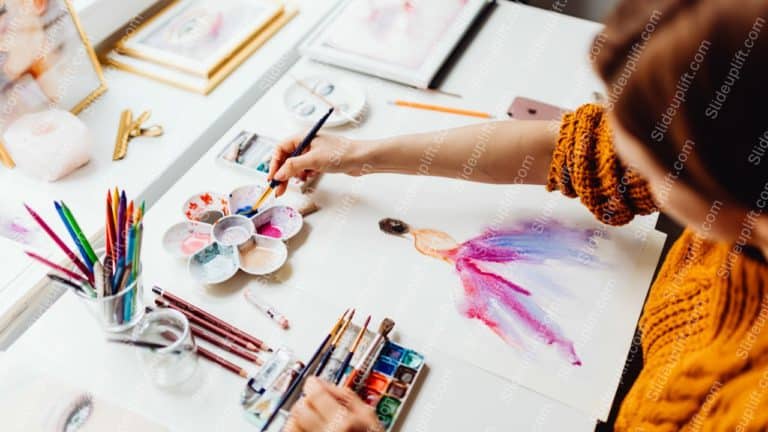 Mustard Sweater Artist Painting Palette Background Image & Google Slides Theme Mustard Sweater Artist Painting Palette Background Image & Google Slides Theme