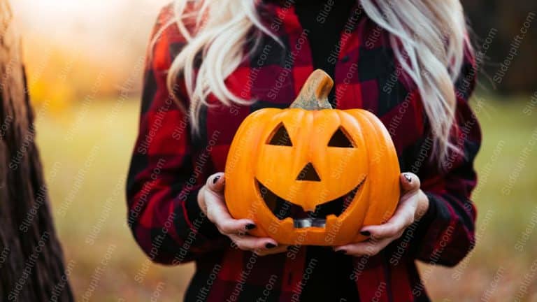 Orange Pumpkin Red Black Plaid Shirt Background Image & Google Slides Theme