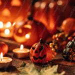 Orange Pumpkins And Candles Warm Halloween Background Image & Google Slides Theme