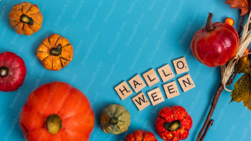 Orange Red Pumpkins Scrabble Tiles Blue Background Image