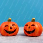 Orange Smiling Pumpkins Blue Background Image & Google Slides Theme