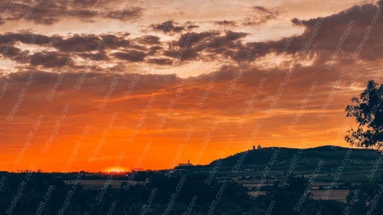 Orange Sunset Horizon Background Image & Google Slides Theme