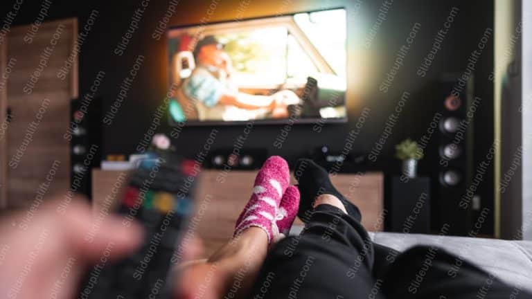 Pink And White Slippers Television Remote Control Background Image & Google Slides Theme