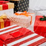 Red Gold White Gift Boxes Background Image & Google Slides Theme