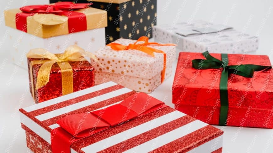 Red Gold White Gift Boxes Background Image