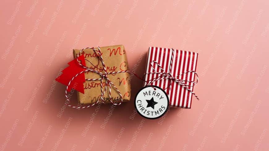 Red White Gift Boxes Pink Background Image