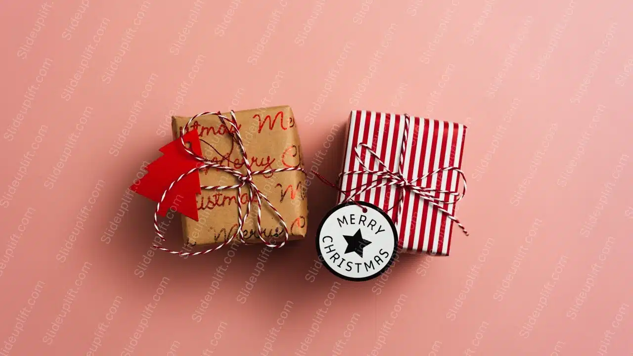 Red White Gift Boxes Pink Background Image & Google Slides Theme