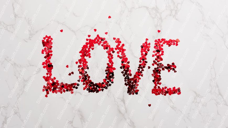 Red Hearts Text Marble Background Image