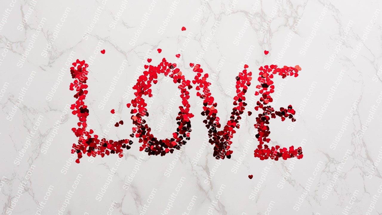 Red Hearts Text Marble Background Image & Google Slides Theme