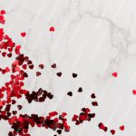 Red Hearts White And Grey Marble Background Image & Google Slides Theme