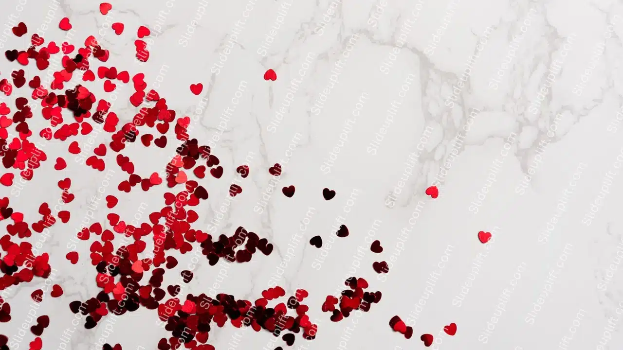 Red Hearts White And Grey Marble Background Image & Google Slides Theme