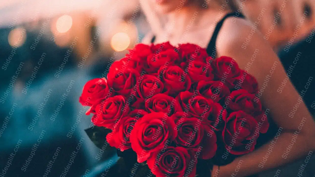 Red Roses Blurry Background Image & Google Slides Theme