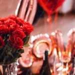 Red Roses Clear Glass Vase Love Balloon Background Image & Google Slides Theme