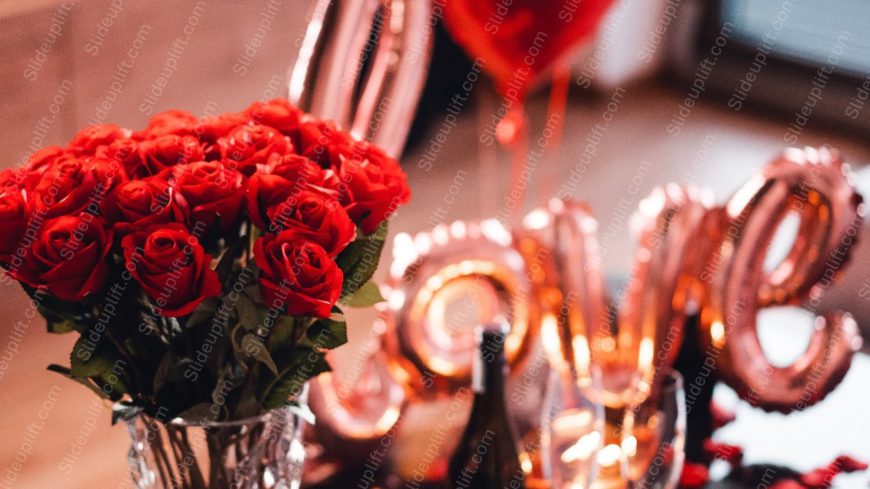 Red Roses Clear Glass Vase Love Balloon Background Image