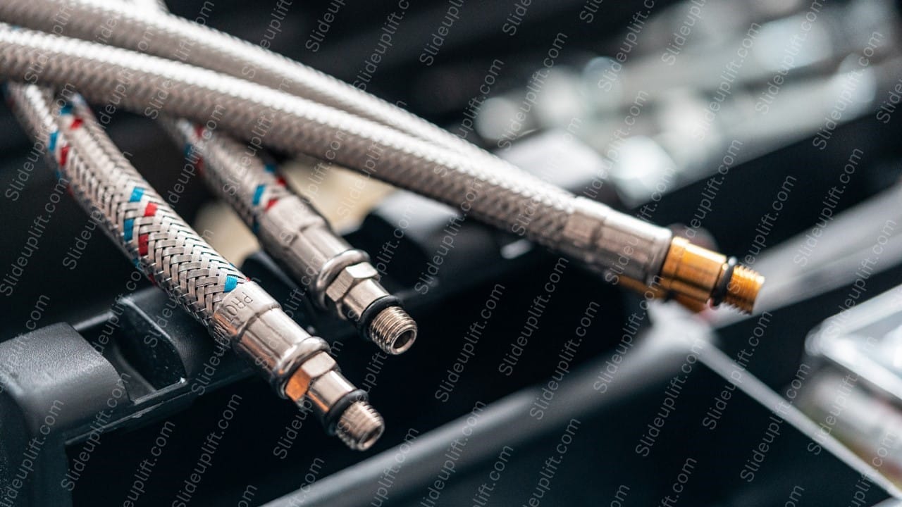 Silver Braided Hoses Metallic Connectors Background Image & Google Slides Theme