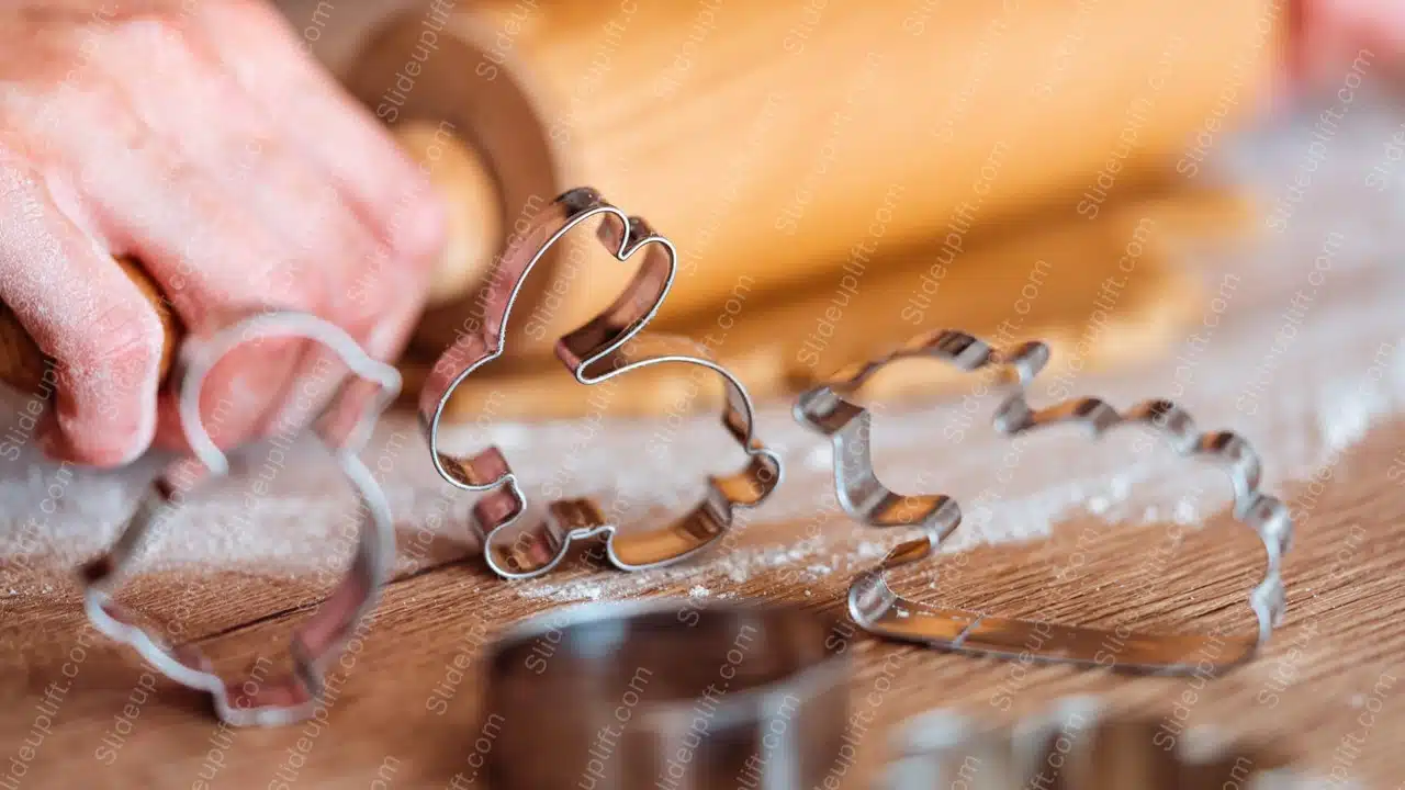 Silver Cookie Cutters Wooden Background Image & Google Slides Theme