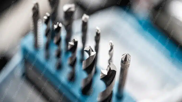 Silver Drill Bits Blue Background Image & Google Slides Theme