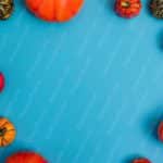 Sky Blue Pumpkins Fall Decorations Background Image & Google Slides Theme