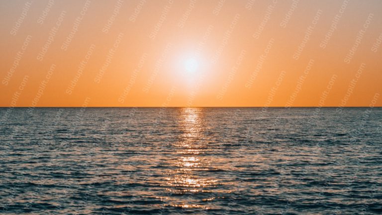 Sunset Yellow Orange Sun Reflection Sea Background Image & Google Slides Theme