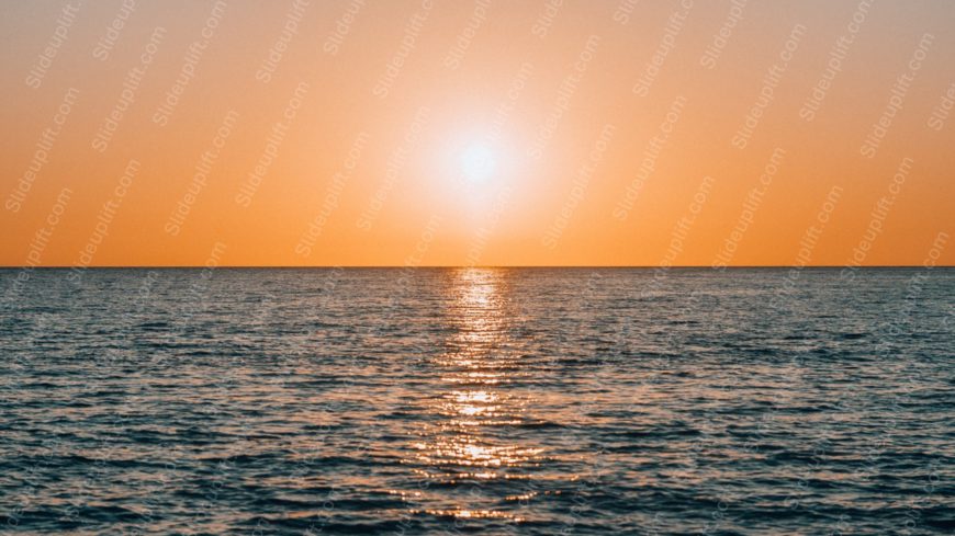 Sunset Yellow Orange Sun Reflection Sea Background Image