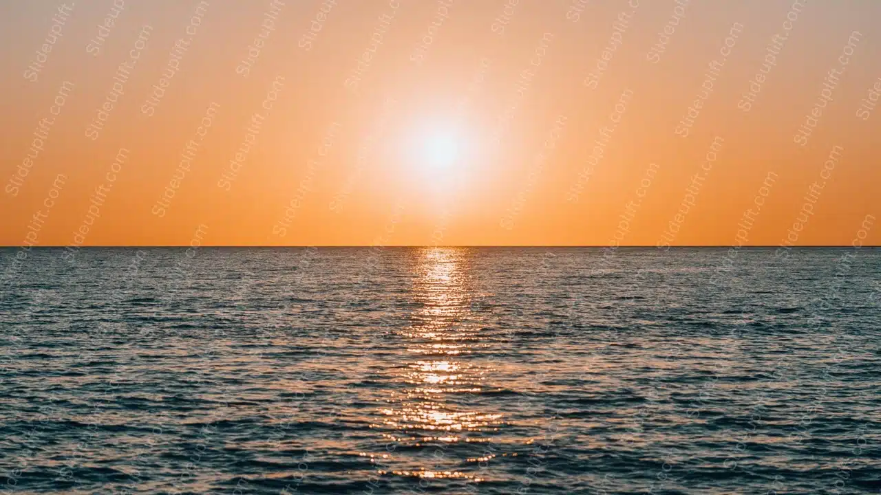 Sunset Yellow Orange Sun Reflection Sea Background Image & Google Slides Theme