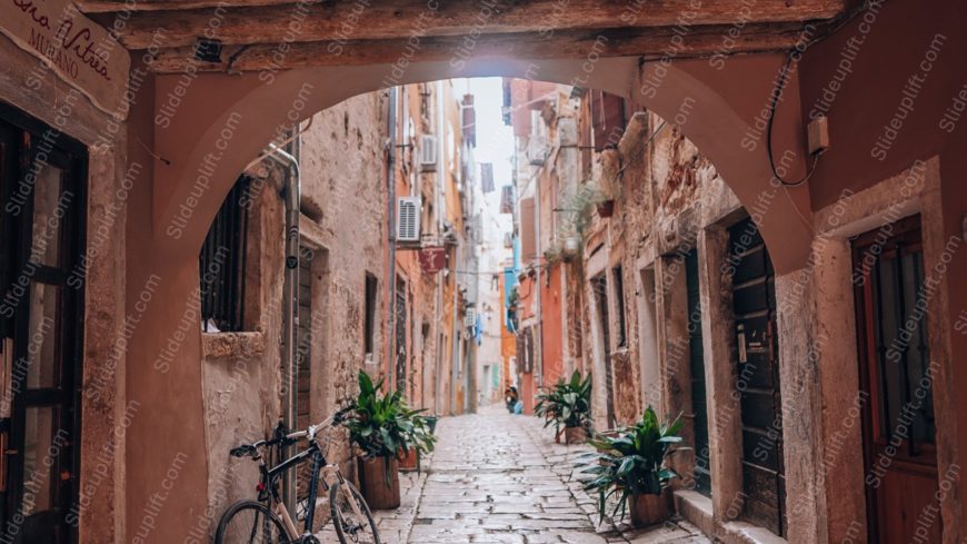 Terracotta Bicycle Alleyway Background Image