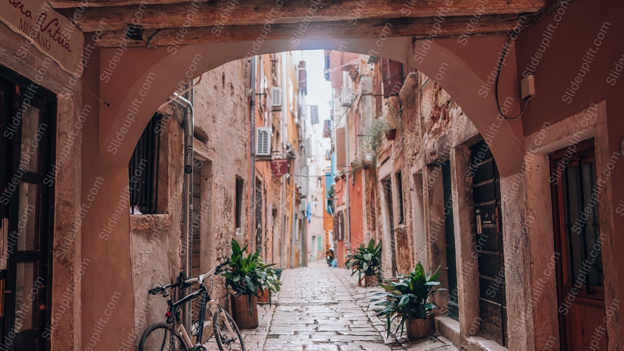 Terracotta Bicycle Alleyway Background Image & Google Slides Theme