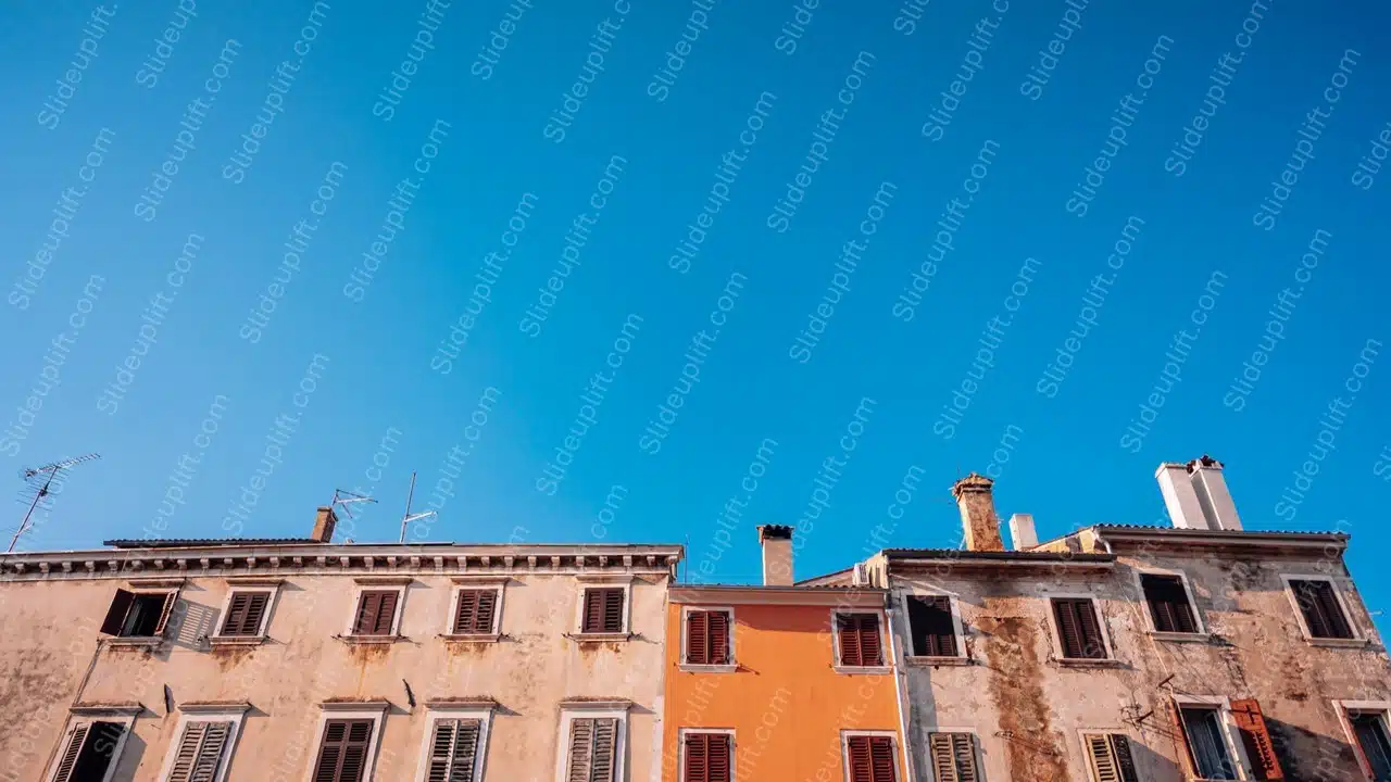 Terracotta Buildings Blue Sky Background Image & Google Slides Theme