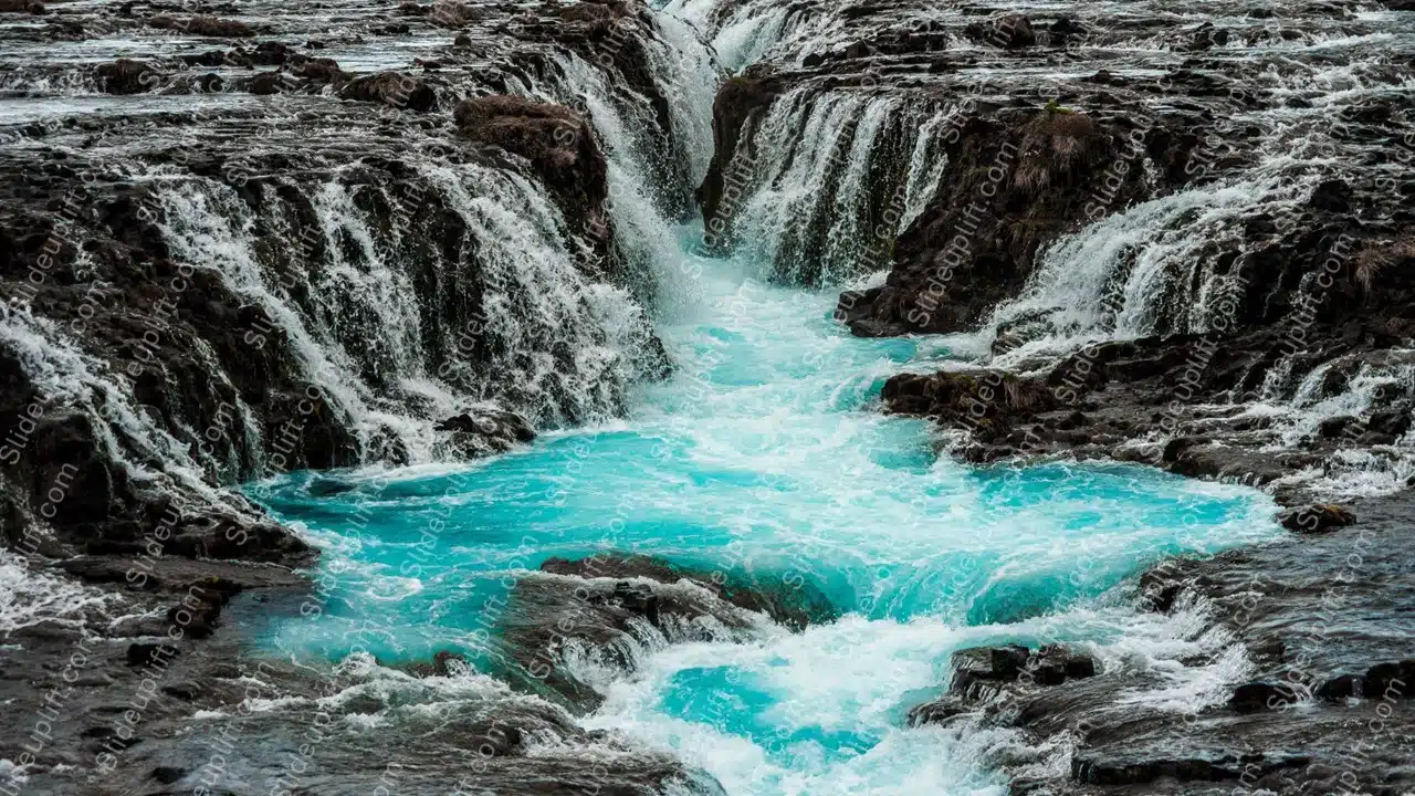 Turquoise Waterfall Background Image & Google Slides Theme