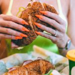 Vibrant Orange Nails Sandwich Drink Background Image & Google Slides Theme