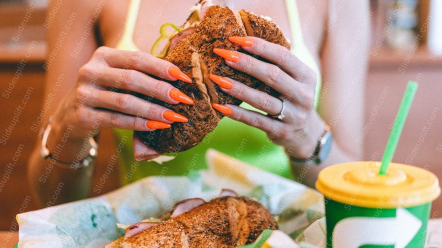 Vibrant Orange Nails Sandwich Drink Background Image