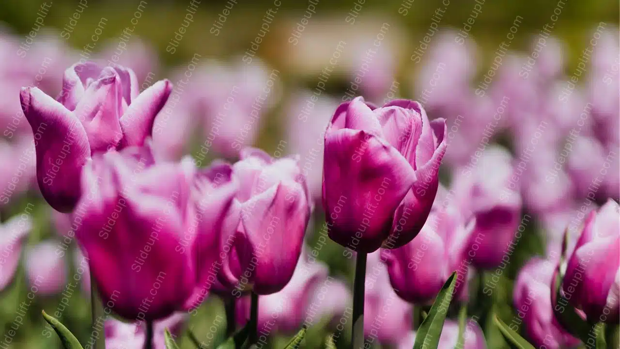 Vivid Pink Tulips Floral Background Image & Google Slides Theme